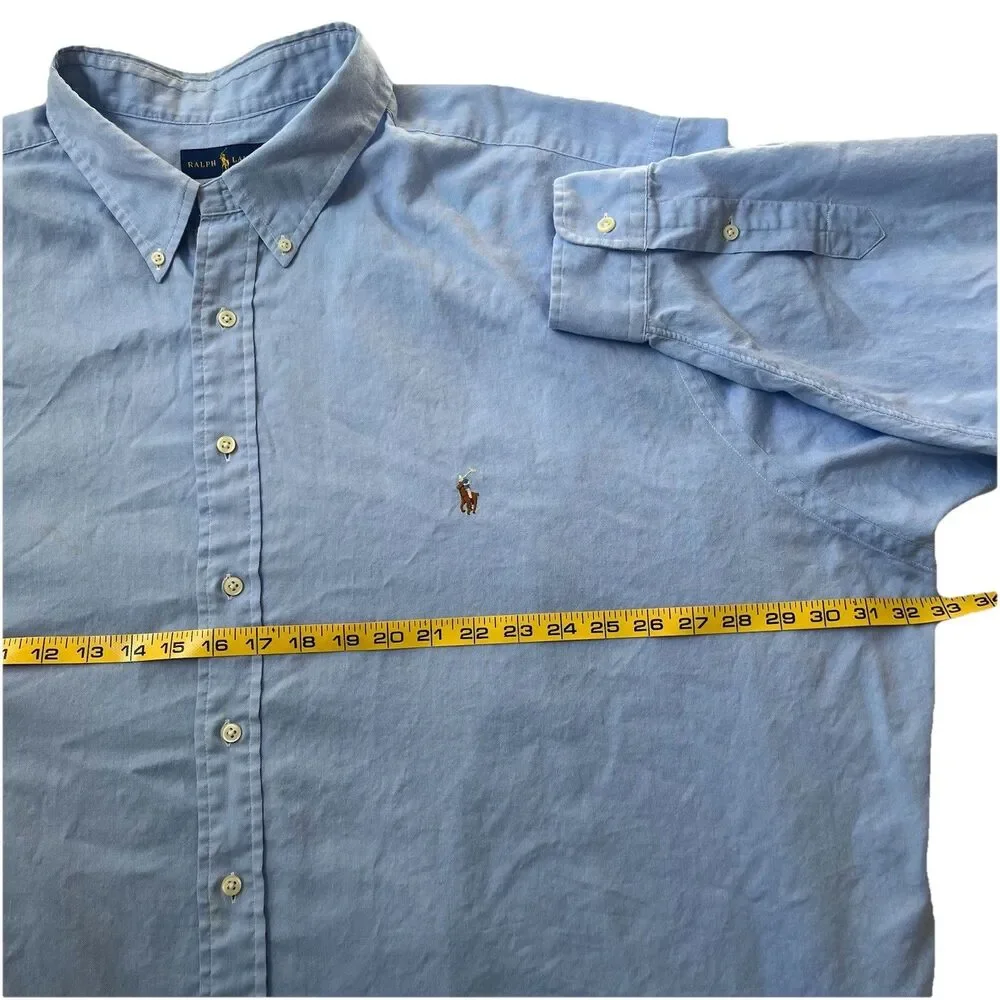 Polo Ralph Lauren Men's Light Blue Oxford Button Down Shirt Pony 4X 4XB Big Tall